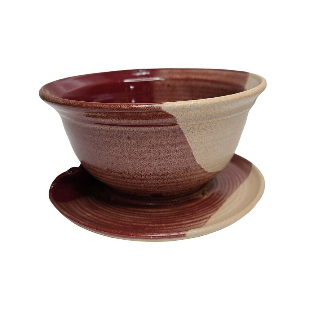 Art Pottery Clay Pottery Unique Soup Bowl Mug Plate Dish One Piece Tri Color - Picture 8 of 16
